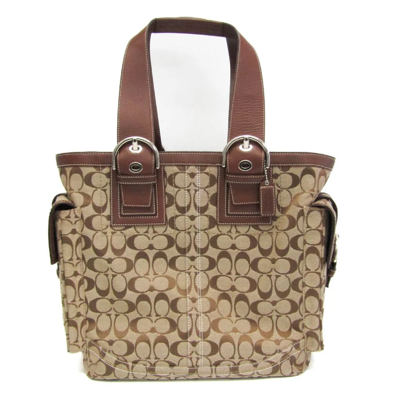 Chic hobo bags in neutral tones-Coach Signature  Canvas Tote Bag (Pre-Owned)