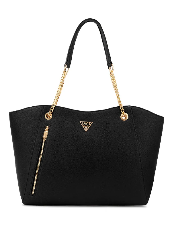 Eco-friendly vegan leather purses-Lavie Signature Houston Large Black Womens Tote