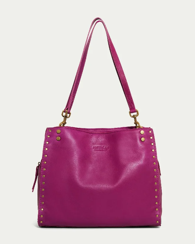 Small minimalist purses for casual outings-Lenox Studded Triple Entry Satchel