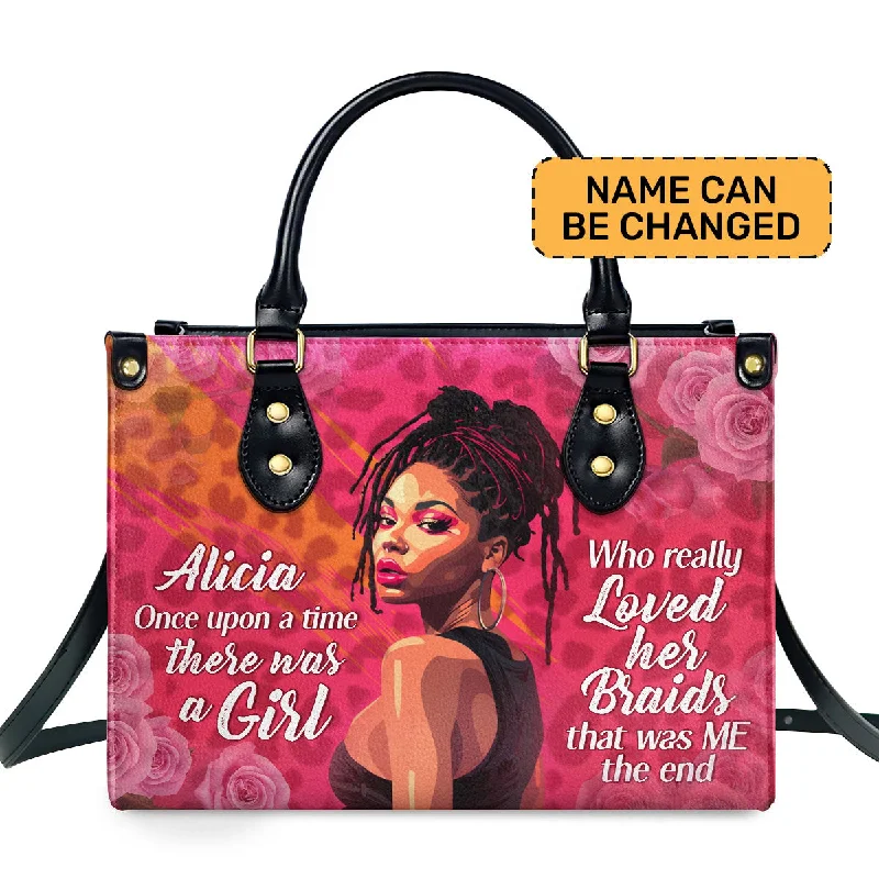 Luxury monogrammed handbags-Loved Her Braids - Personalized Purple Leather Handbag STB60