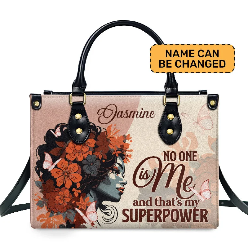 Bohemian woven handbags for summer-My Superpower - Personalized Leather Hand Bag STB91