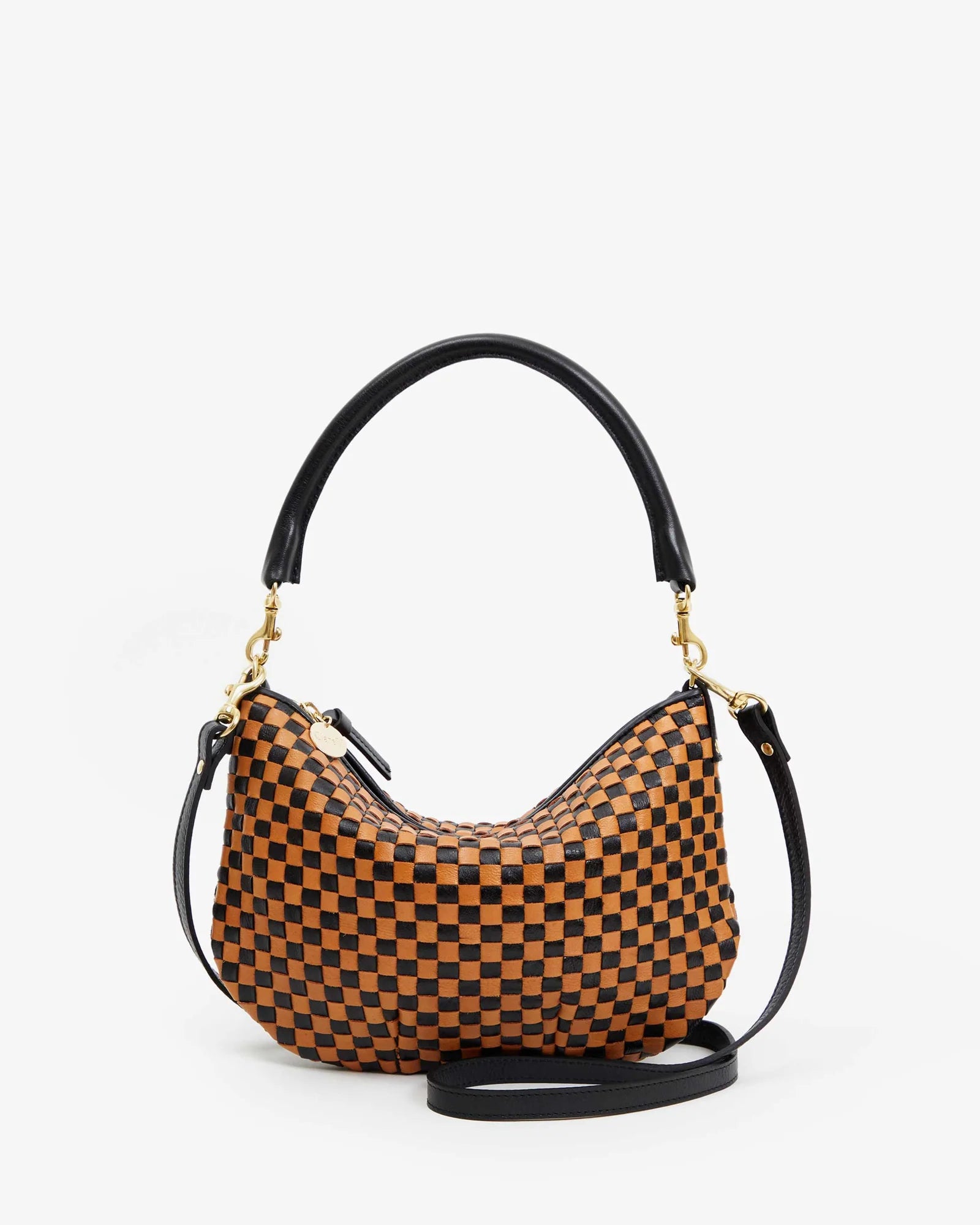 Stylish shoulder bags for office ladies-Petit Moyen Messenger Woven Checker Black/Natural