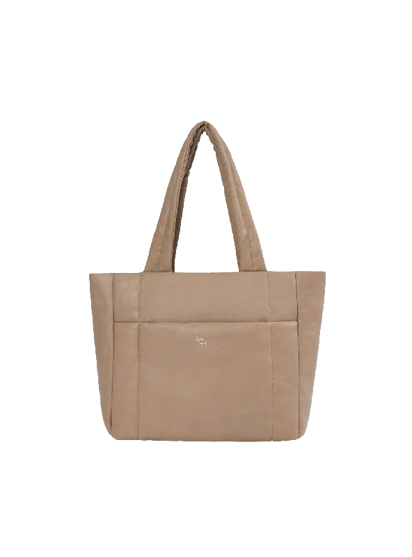 Affordable straw shoulder bags-Puffer Shopper (Dune)