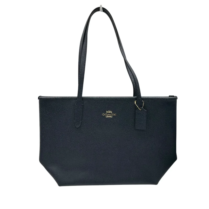 Large leather duffle bags for women-Tote Designer By Coach In Navy, Size:Medium