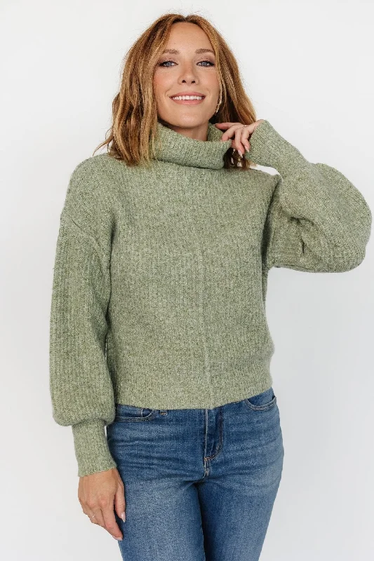 Affordable boho pants for women-Frannie Knit Turtleneck Sweater | Olive