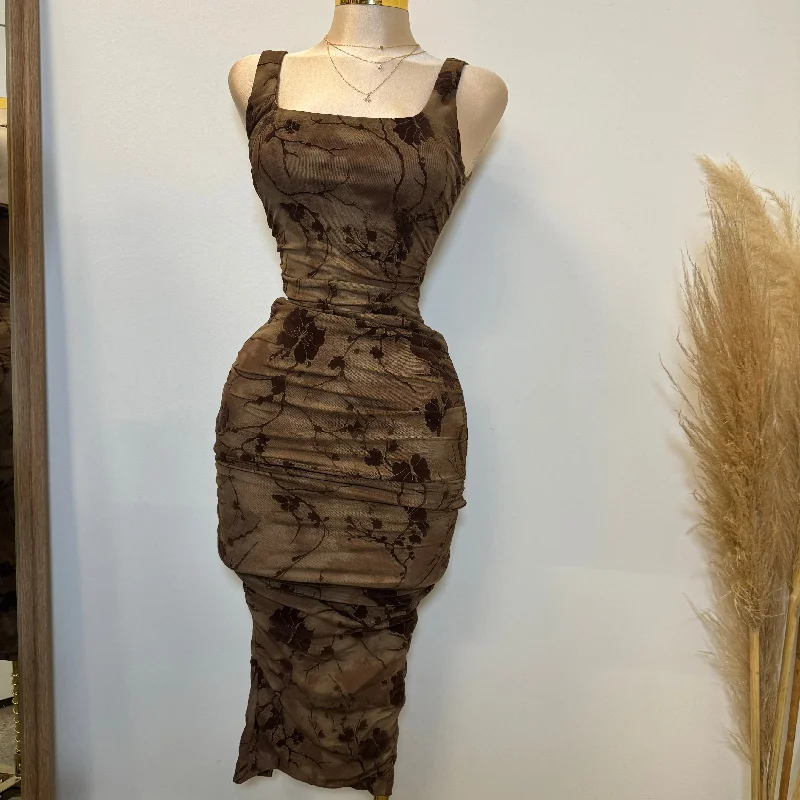 Designer evening gowns under 200-Mocha Dress-Brown