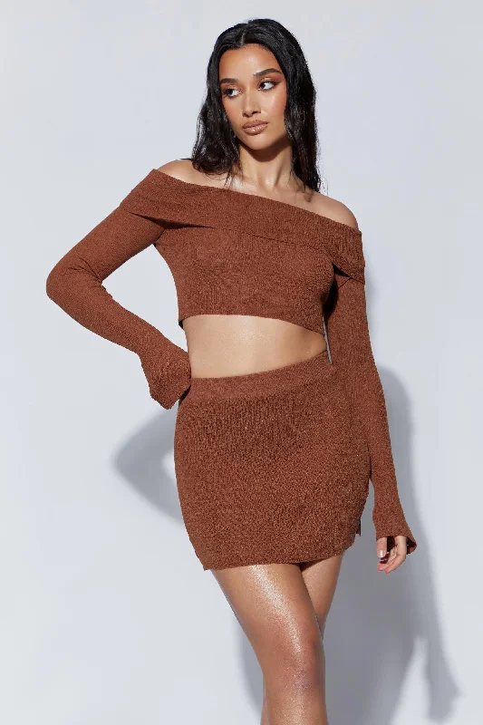 Affordable cardigans for layering-Esme Knit Mini Skirt - Clay