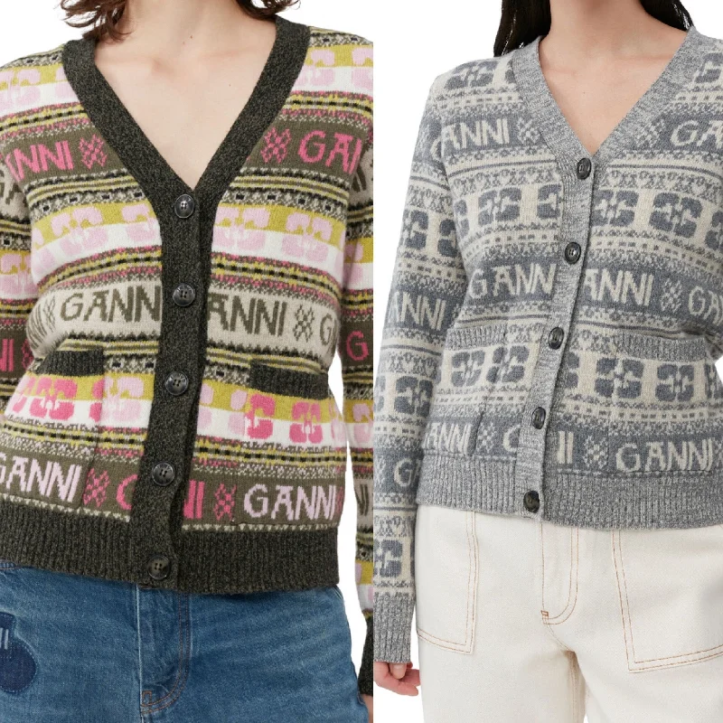 Casual graphic tees for women-Ganni Wool Mix Cardigan