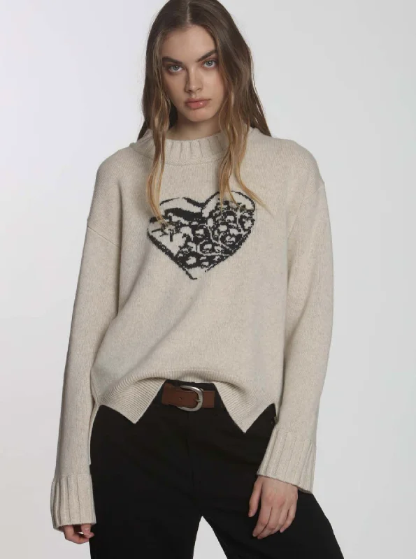 Elegant lace skirts for parties-L+T Scroll Heart Sweater