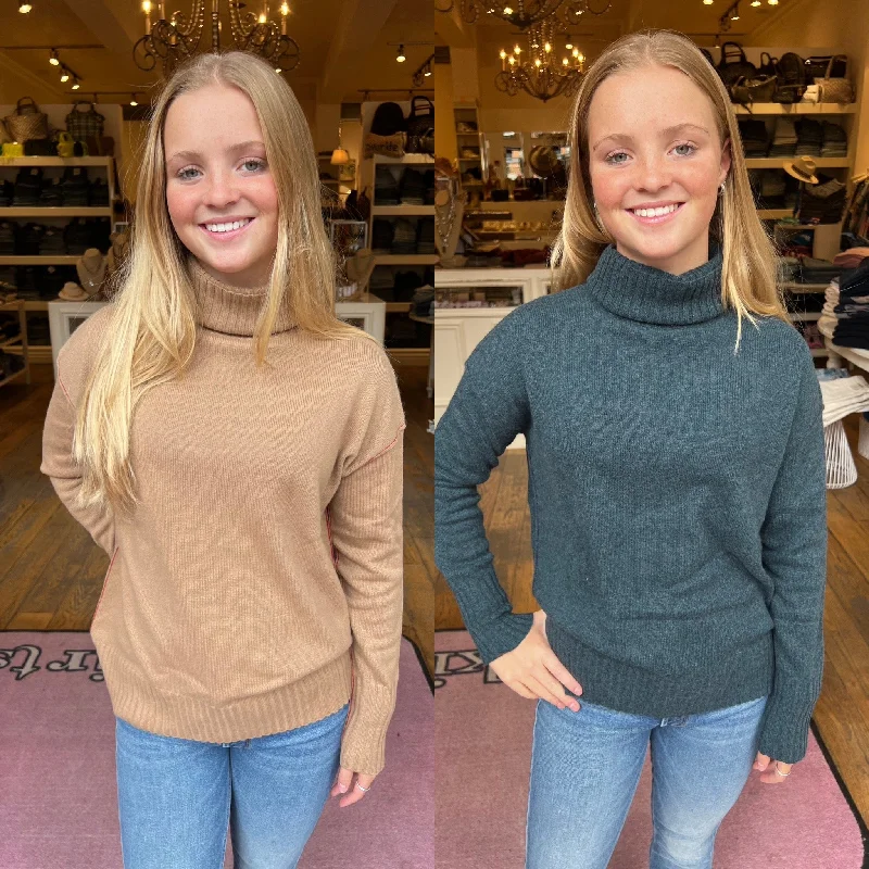 Elegant wrap tops for evening-Paychi Guh Cashmere Turtleneck