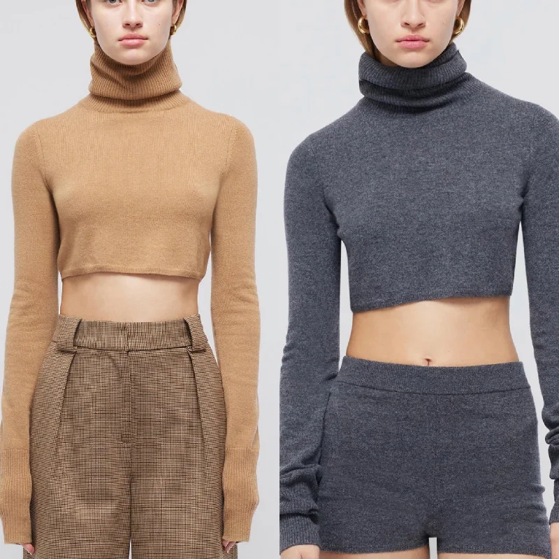 Luxury cashmere sweaters for women-Simkhai Brie Cropped Turtleneck