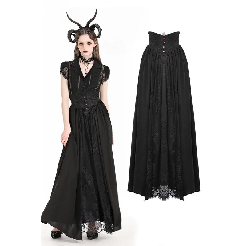 Casual t-shirts for women-Women's Gothic Heart Embroidered High-waisted Skirt