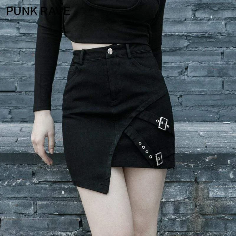 Chic leather tops for women-Women's Gothic Irregular Skirts With Chains