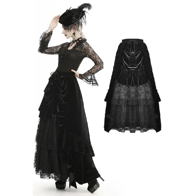 Designer sundresses under 50-Women's Gothic Ruffles Velet Lace Skirts