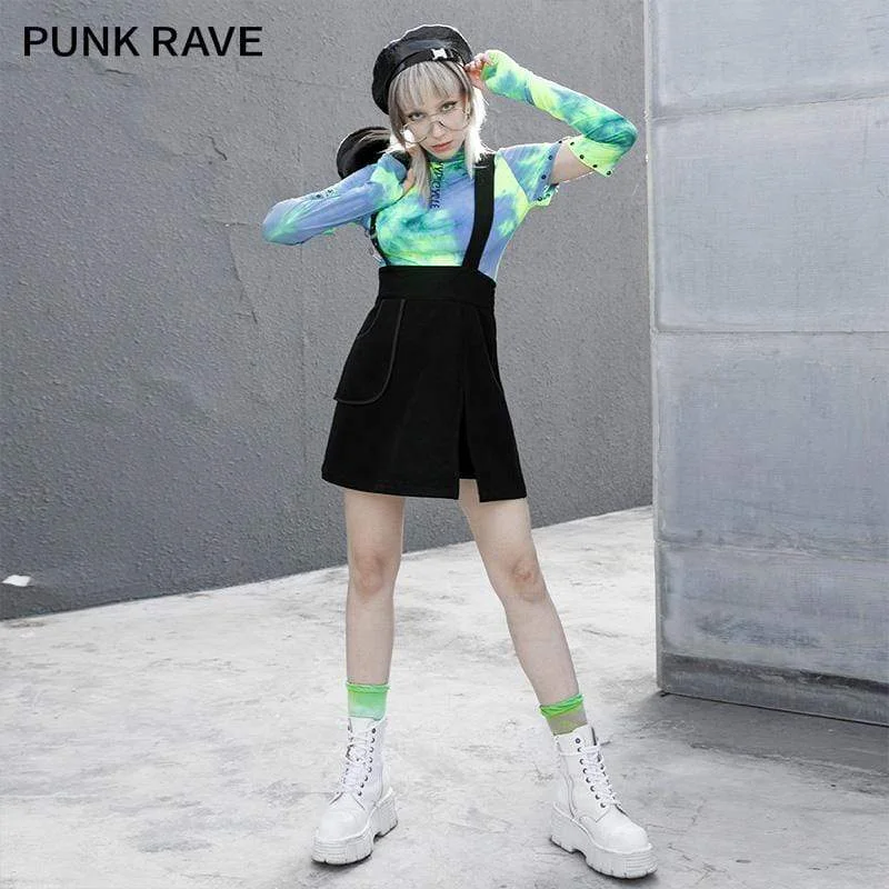 Casual leggings for daily wear-Women's Grunge Slit A-line Suspender Skirts