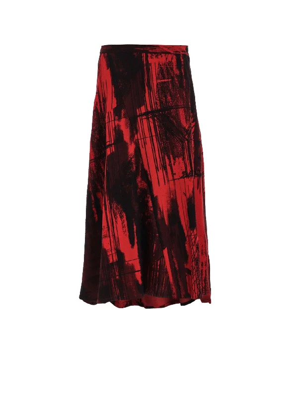 Luxury evening gowns in red-WOOL FLANNEL LOGO SCRIBBLE PT ASYMMETRIC FLARE SKIRT